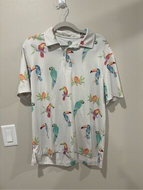 chubbies White Tropical Parrot Polo with Multicolor Print
